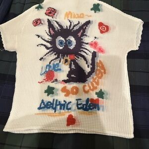 AELFRIC EDEN Cat Graphic White T-Shirt